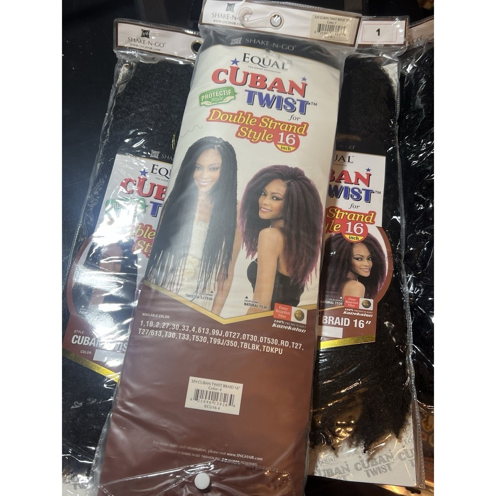 Shake-N-Go Equal Cuban Twist Braid Double Strand Style 16" Jet Black 1 3pk